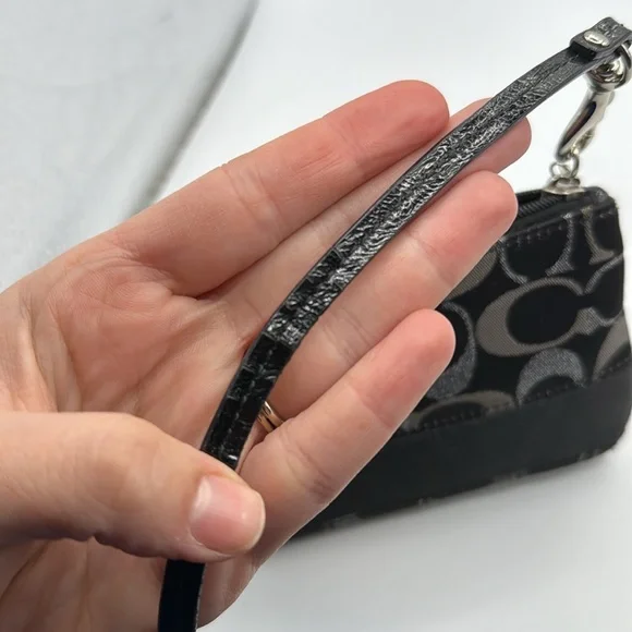 Coach Black Logo Monogram Wristlet Bag Purse Clutch - Picture 11 of 16